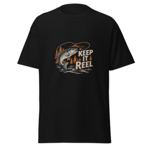 Keep It Reel fishing graphic T-shirt by Snugco - Black
