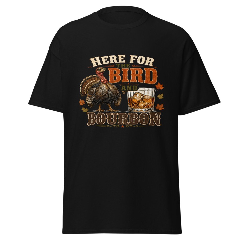 unisex classic tee black front 6ada027586feb.jpg Here for the BIrd and Bourbon T-Shirt mockup