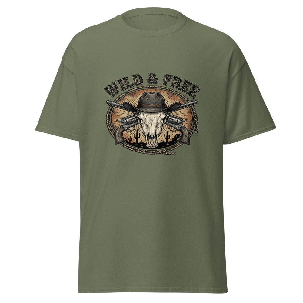 unisex classic tee military green front 6ac6b94836009.jpg Wild & Free T-Shirt mockup