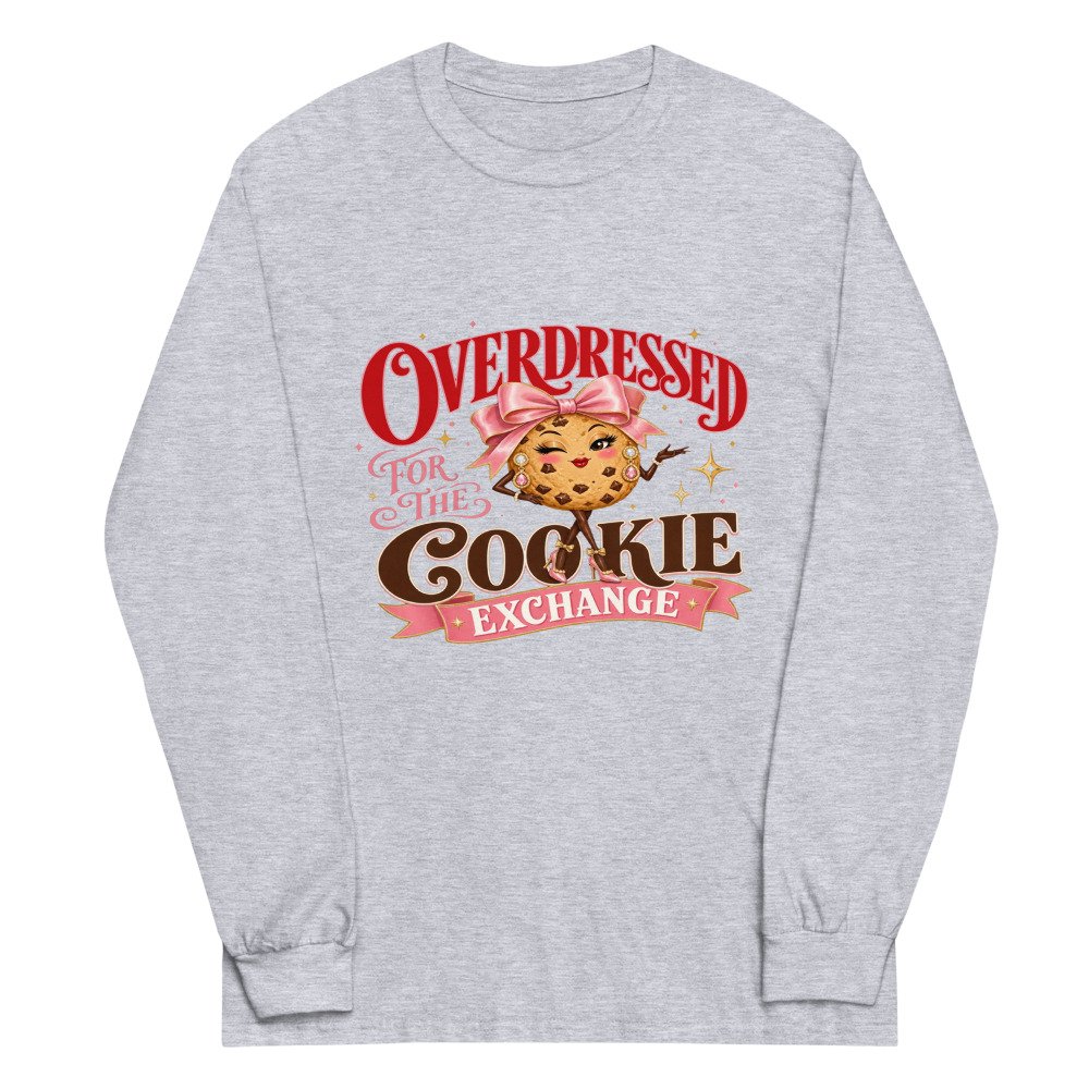 unisex long sleeve shirt sport grey front 6acfca9088ec2.jpg Overdressed for the Cookie Exchange Long-Sleeve mockup